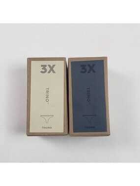 Allbirds Womens Thong Underwear 2-Pack Trino Blend 3X Wheat & Storm NIB